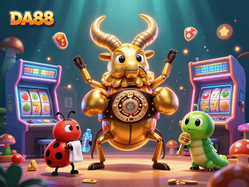 Engage in the excitement of DA88 with a boxing giant beetle and vibrant gaming theme