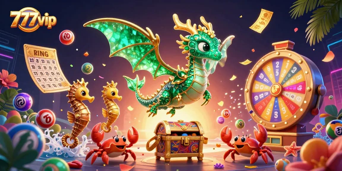 Spin and win with 777vip's exciting dynamic illustrations of vibrant games and bonuses.