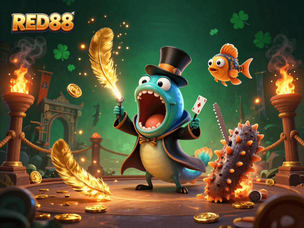 Engage in thrilling card tricks with RED88's magical sea creatures at the underwater casino.