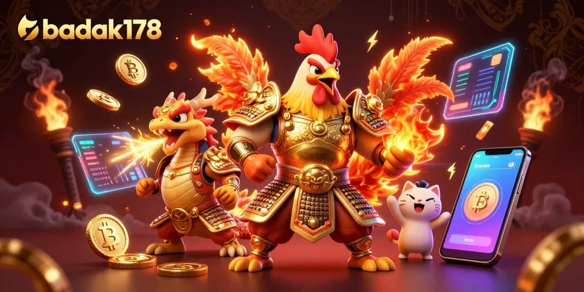 Engage with badak178 in vibrant crypto gambling with roaring characters and glowing coins.