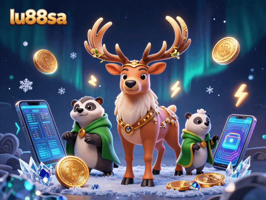 Engage with vibrant gaming action on lu88sa featuring a druid stag and crypto elements.