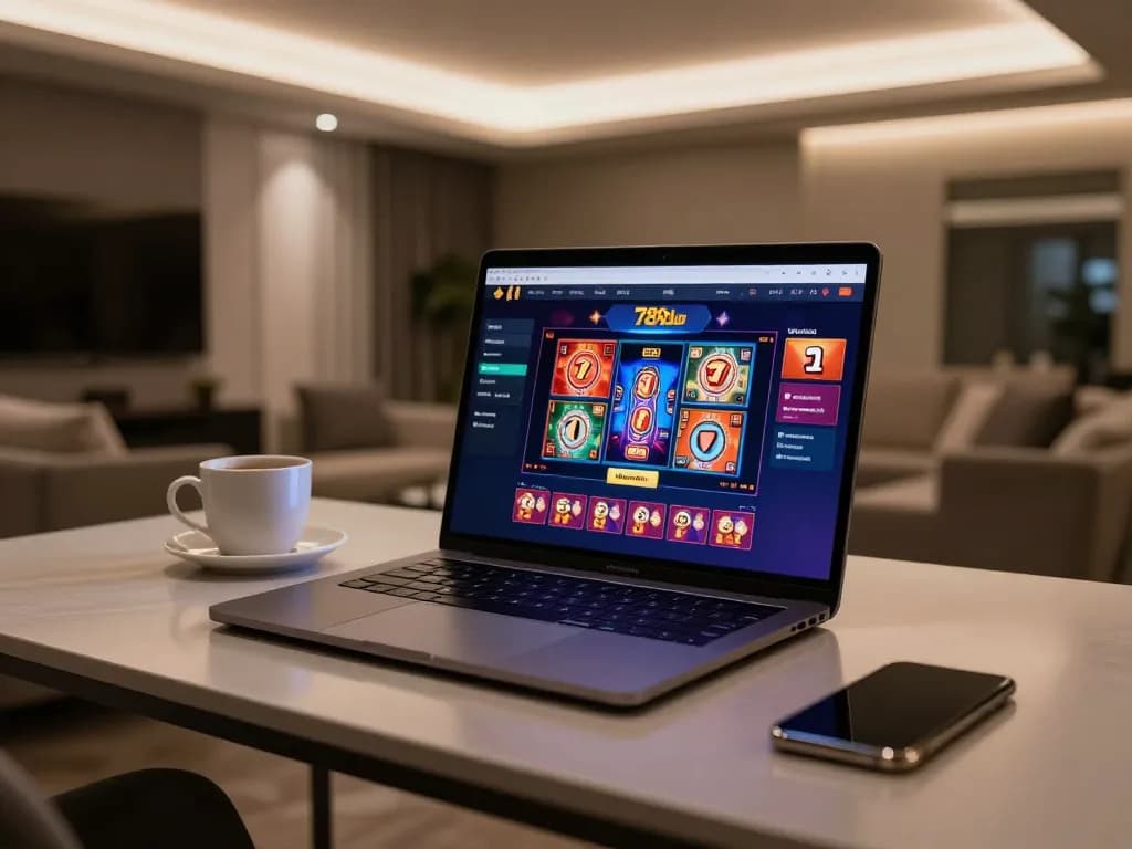 Player engaging in poker and slot games on 789club's online interface, illustrating an immersive home gaming experience