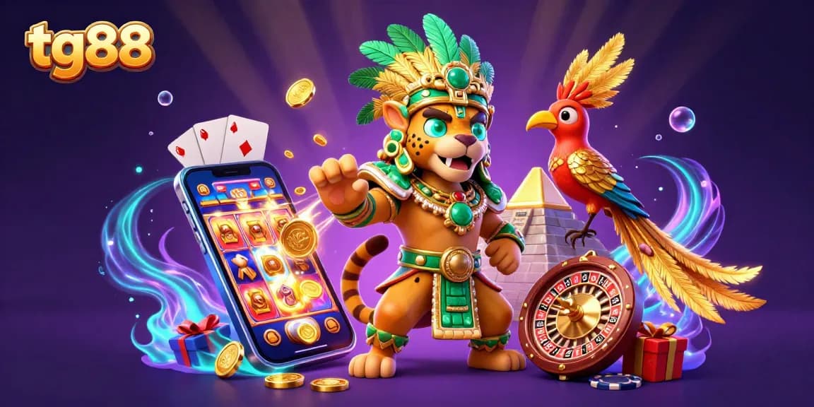 Engage with thrilling slots and gaming action at tg88, featuring vivid characters and dynamic casino elements.