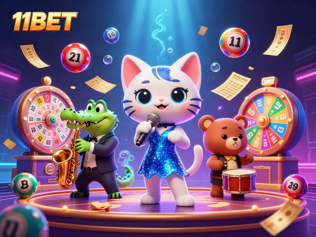 Experience the excitement at 11BET with colorful lottery balls, a jazz-singer cat, and more!