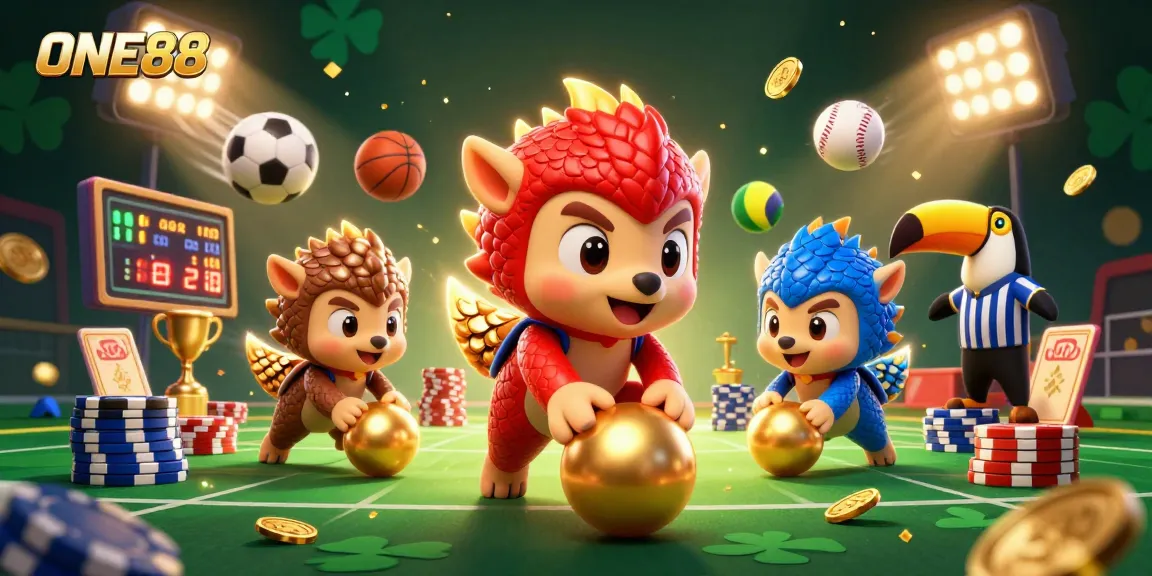 ONE88 pangolins battle through poker chips in an exciting casino scene full of action.