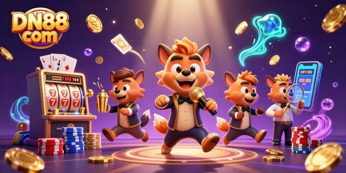 Spin to win at DN88 com with vibrant casino hyenas and joyful gaming elements.