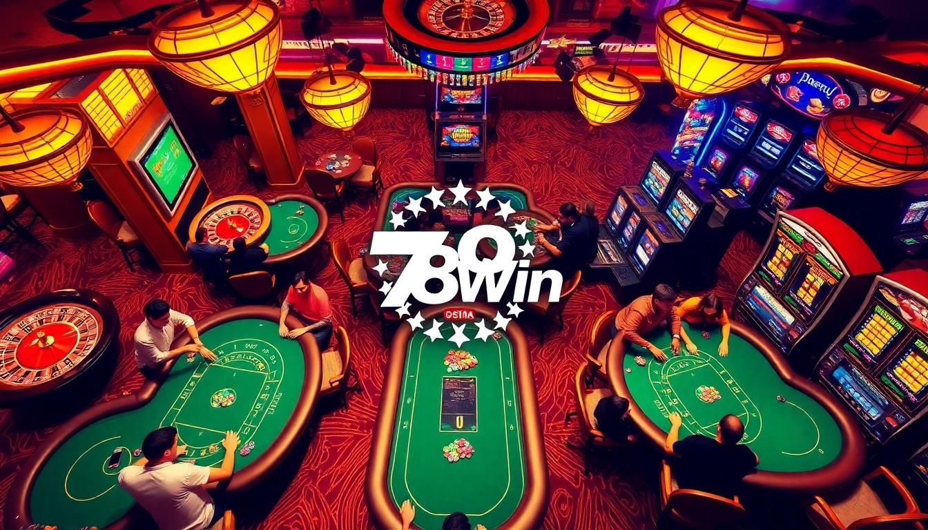 Experience the excitement of 78 Win at a vibrant casino table filled with players.