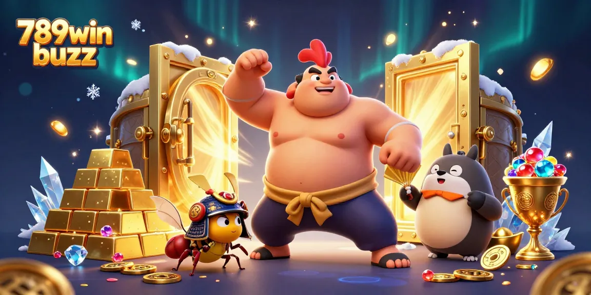 Join the exciting world of 789win buzz with cartoon characters enjoying casino riches!