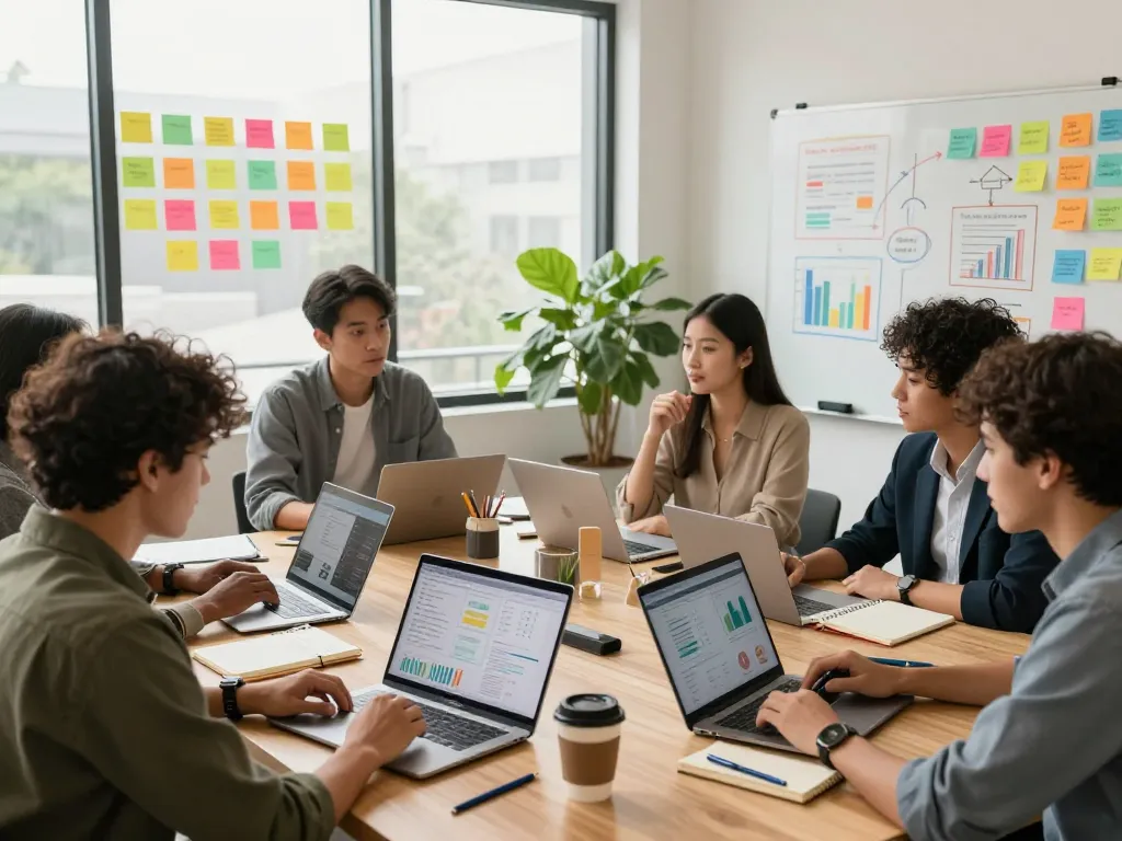 Collaboration at https://7mvna.com/ marketing workspace showcasing diverse team brainstorming strategies.