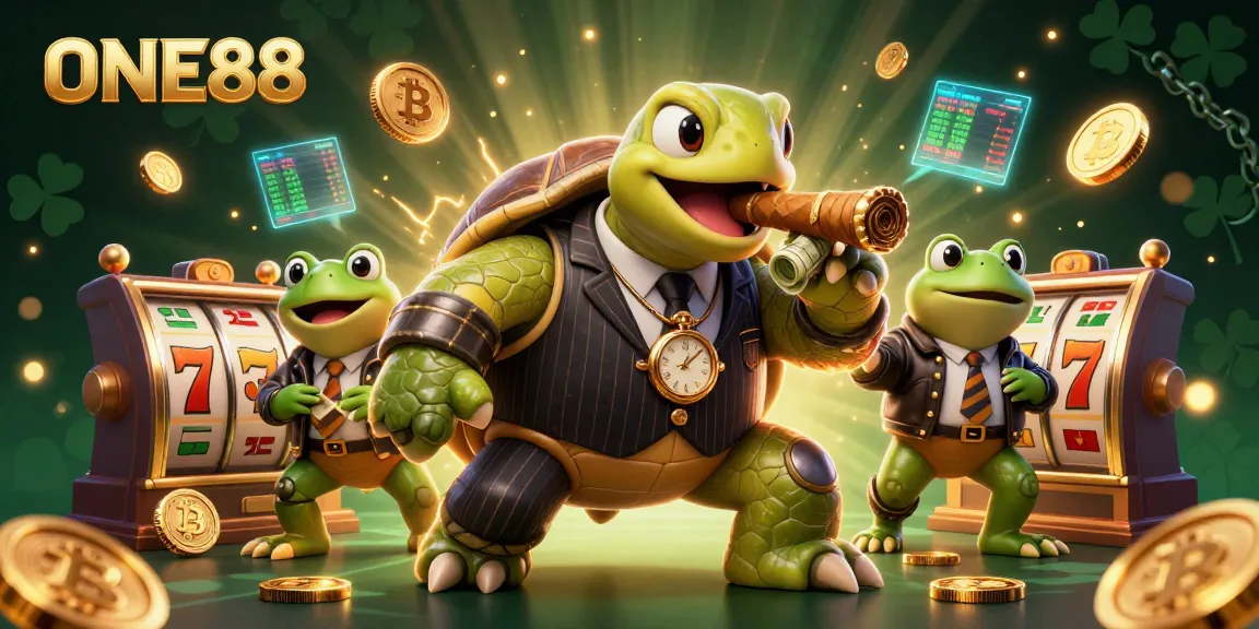 Experience ONE88's casino magic with lively characters and dynamic gaming elements in a vibrant 3D scene.