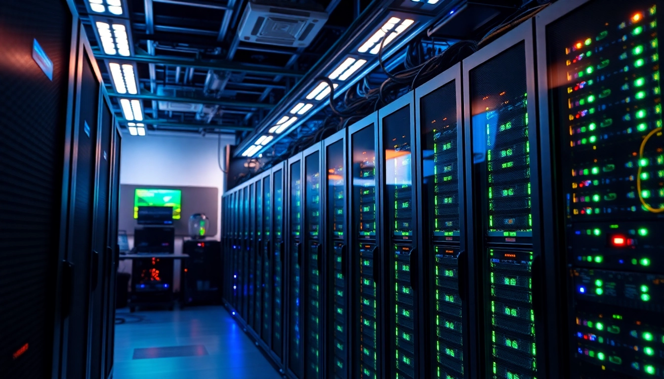 Optimize your adult hosting setup in a vibrant server room image featuring modern technology.