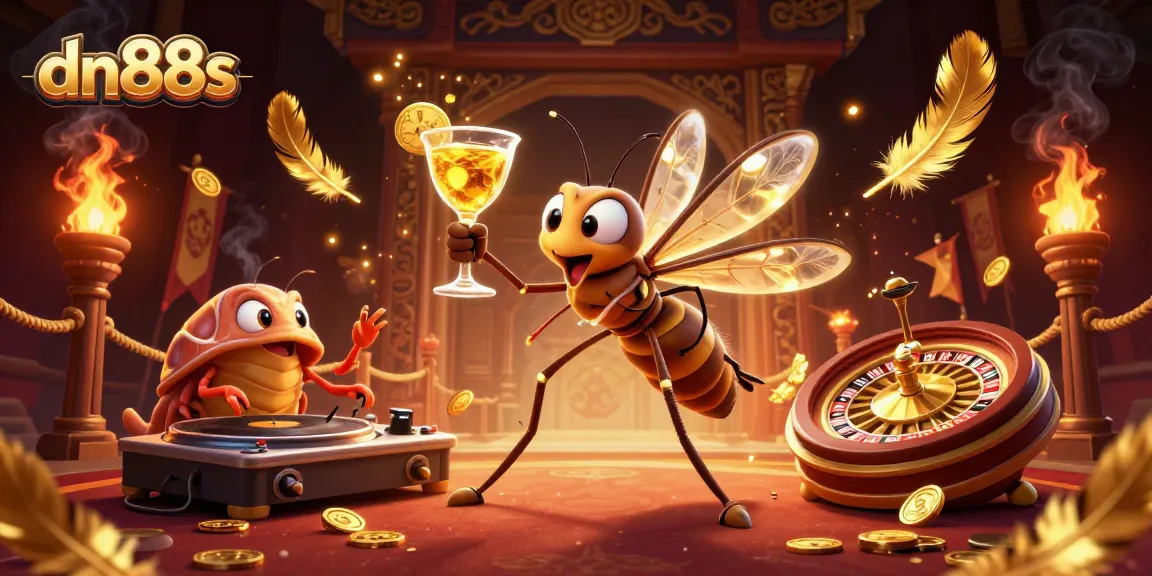 Play exciting casino games with dn88s, featuring a vibrant scene of a mosquito mascot and stunning elements.