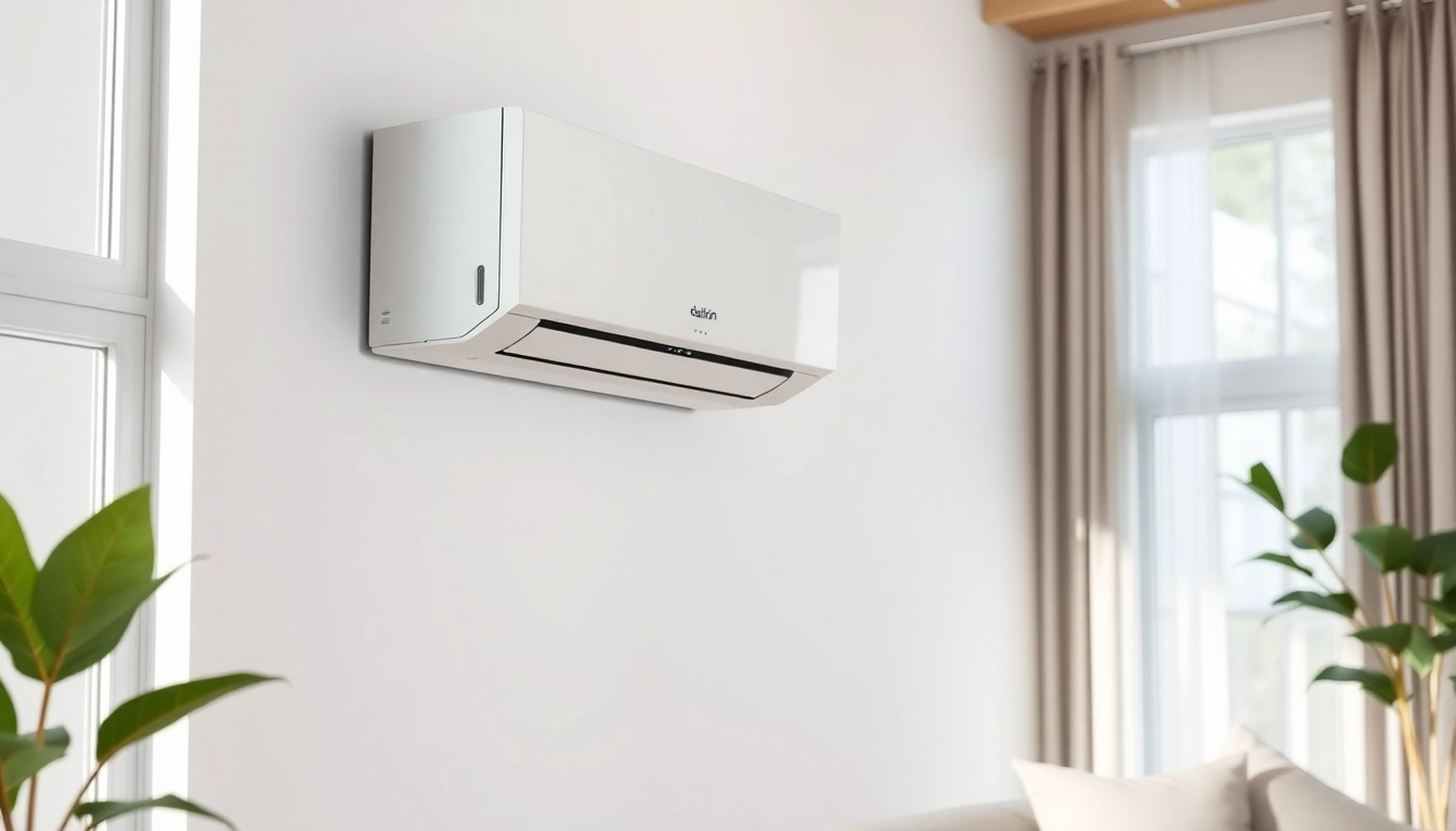 See the daikin mini split ac elegantly integrated into a stylish living room, showcasing sleek design and modern features.