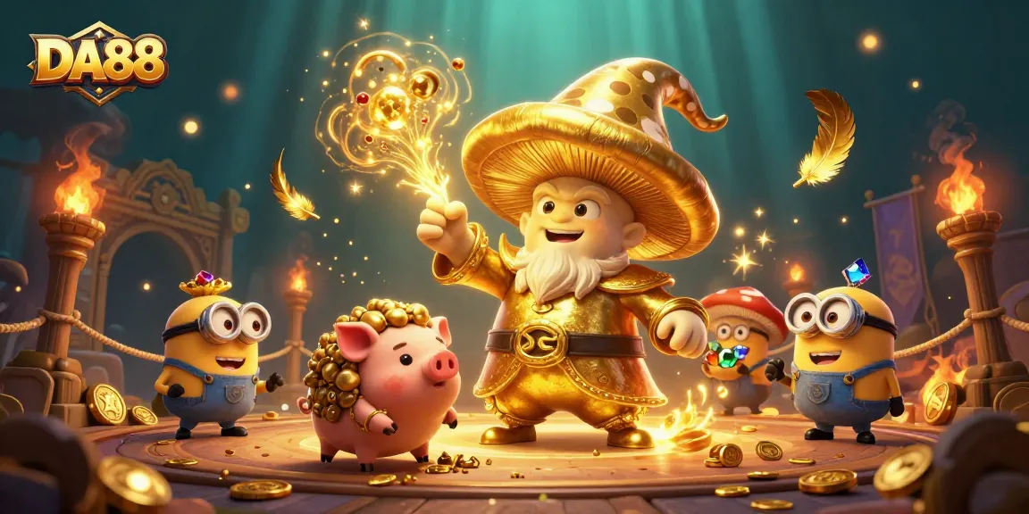 Join the magical world of DA88 where a wizard transforms treasures into gold amidst dynamic gambling elements.