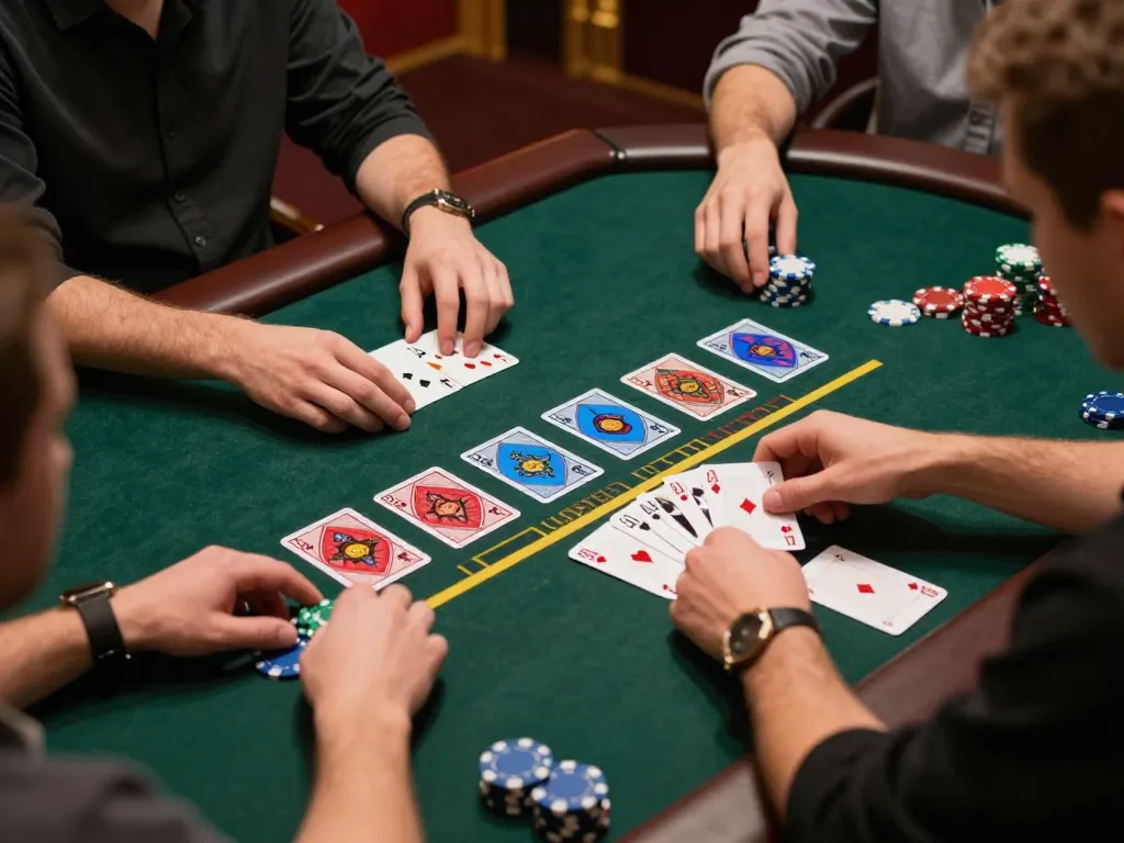 Players engaging in an online blackjack game at Lu88 casino with digital cards and chips.