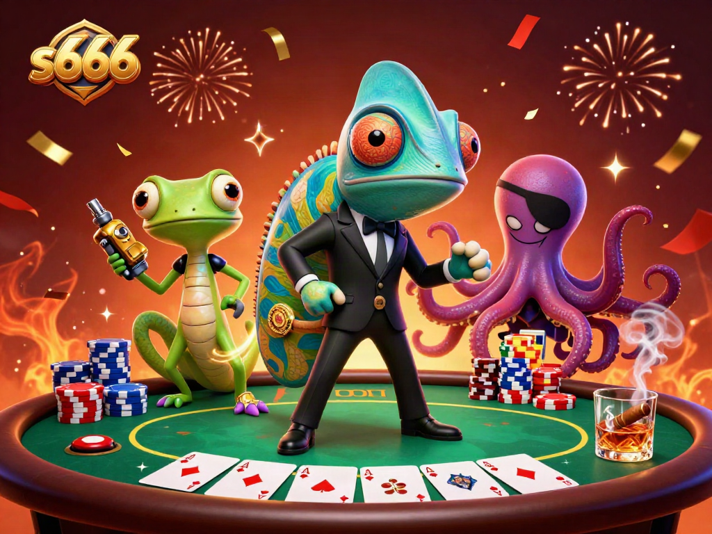 Engage in thrilling gameplay at s666 with a vibrant casino scene featuring card games.