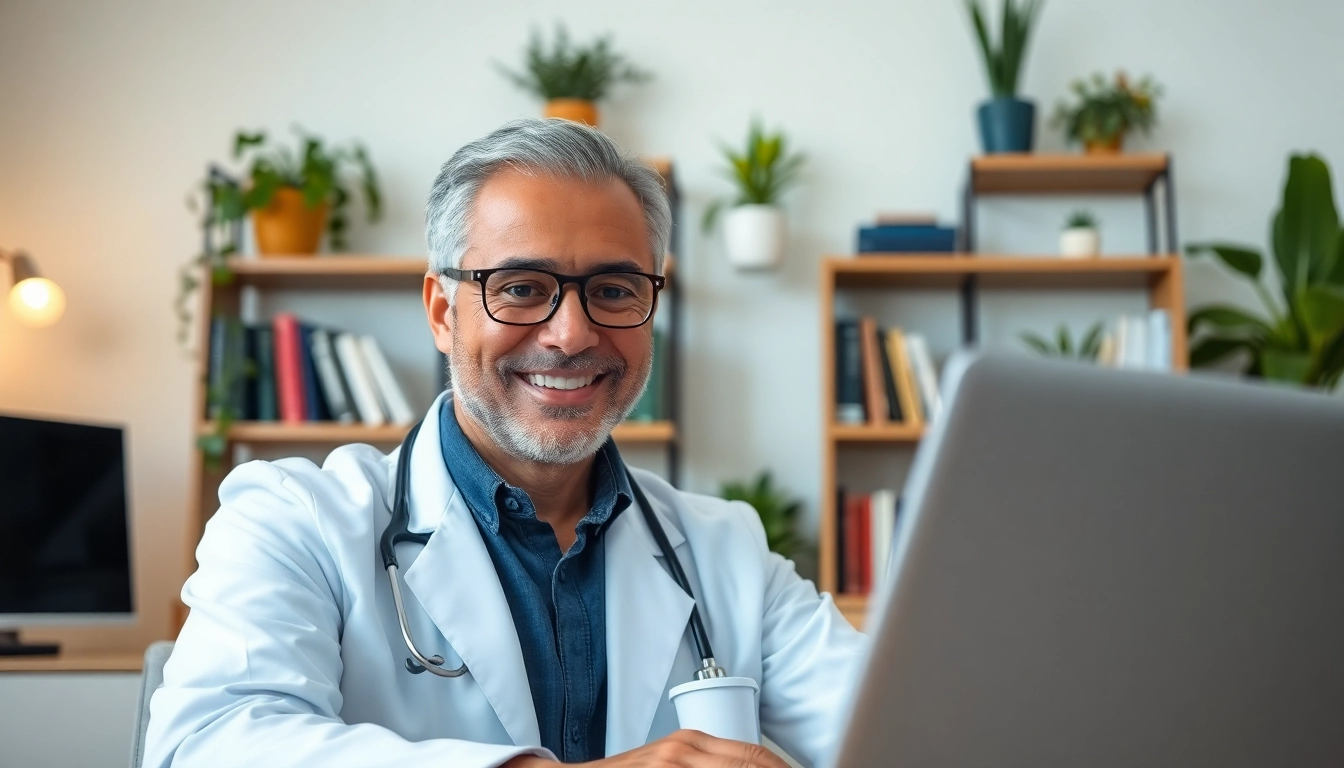 Engaging telehealth doctor for prescriptions on a laptop video consultation.