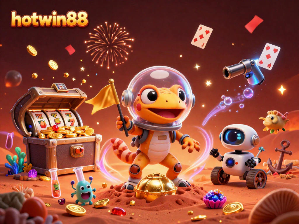 Spin to win at hotwin88 with this vibrant Martian casino adventure illustration, showcasing excitement and thrills.