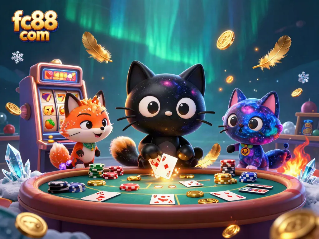 Experience thrilling moments at fc88 com with a cosmic casino scene featuring vibrant characters.
