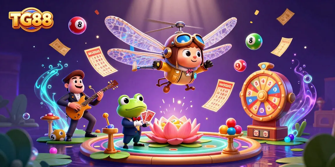 Engage in thrilling games at TG88 while enjoying vibrant casino-themed action in a dynamic illustration.