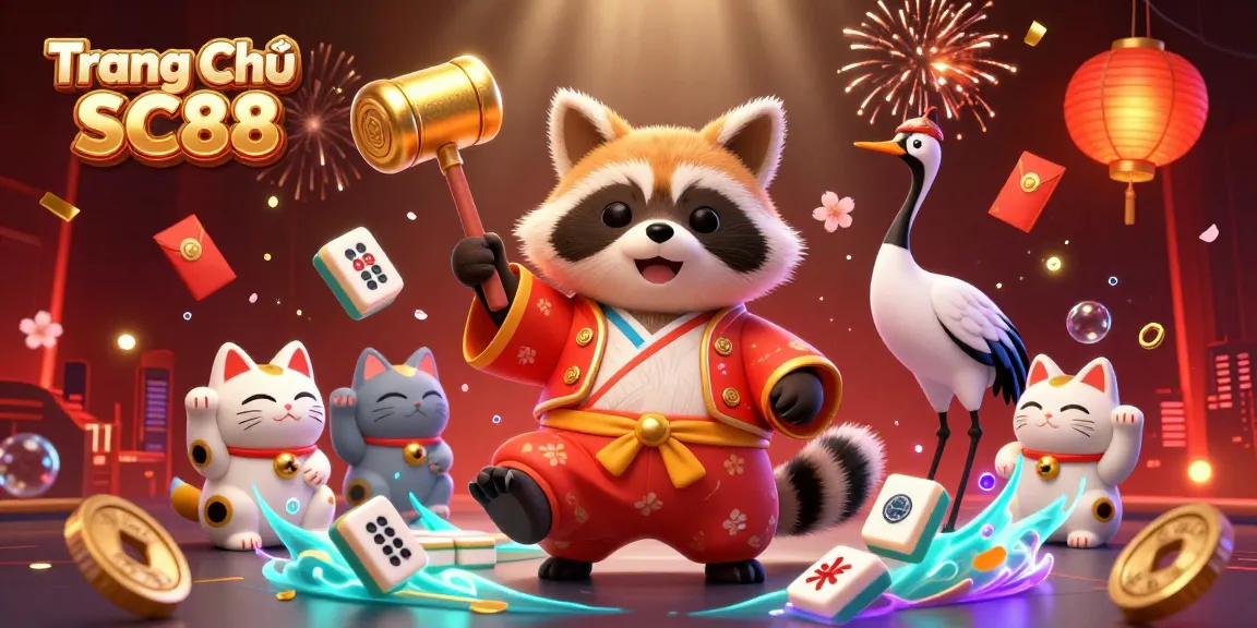 Experience the excitement at Trang Chủ SC88 with vibrant characters and dynamic casino elements in a magical setting.
